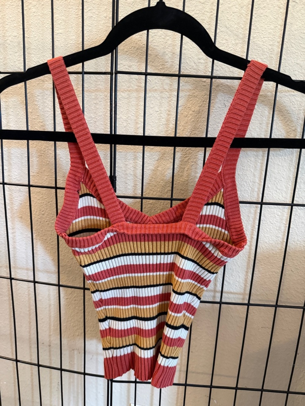Sky and Sparrow Rust Multi-Stripe Ribbed Tank Top - Picture 2 of 2
